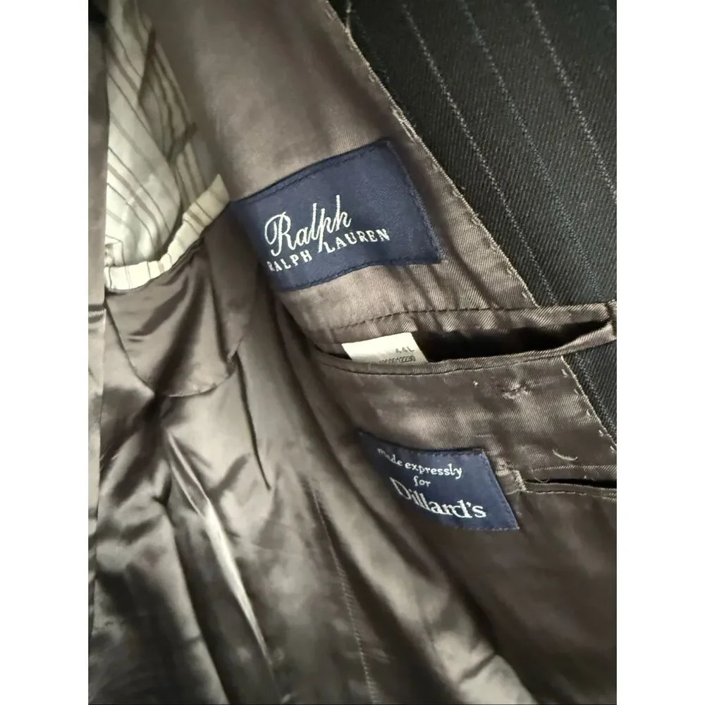 Ralph Lauren Men’s 44L Grey Pinstripe Dillards 100% Wool Blazer Jacket